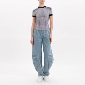 Jean Paul Gaultier The Morphing Pinstripe Tee Shirt in Black White L